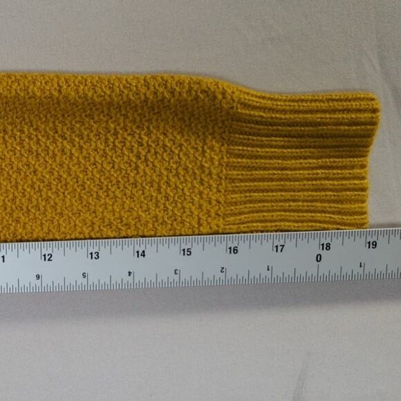 Merona Sweater L Yellow Cable Knit Long Sleeve Pullover Cotton Wool Blend Women - Picture 7 of 9